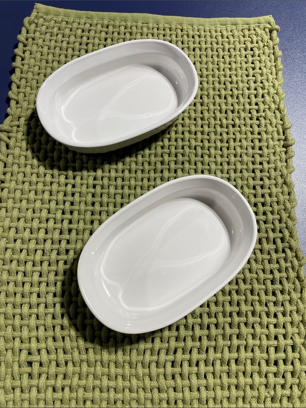 White Ceramic Oval Serving Dishes - Set of 2 by Corning Ware F-15-B.